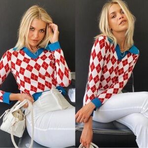 Verge Girl - No Boundaries Argyle Sweater - size: M/L